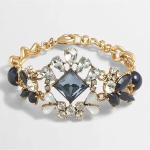 J Crew navy and white gorgeous stone statement bracelet